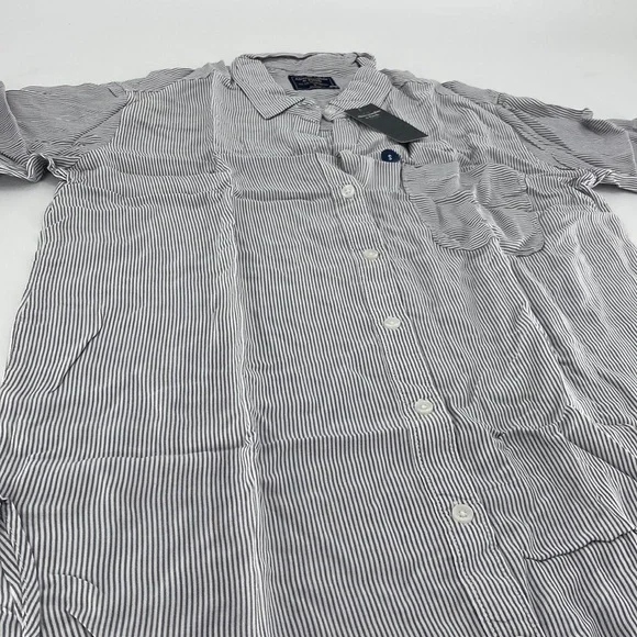 Abercrombie & Fitch Women's White Gray Striped Long Sleeve Button-Up Shirt Sz S - Picture 3 of 8